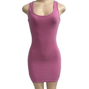 Pink Sleeveless Ribbed Bodycon Dress